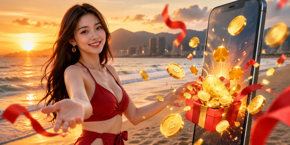 Người dùng trải nghiệm casino di động trên bãi biển Đà Nẵng