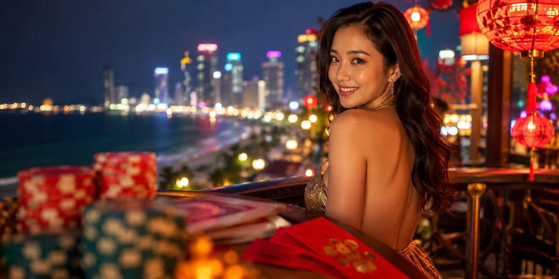 Người chơi thưởng thức trò chơi bài tại Sa Pa với không khí lễ hội đèn lồng